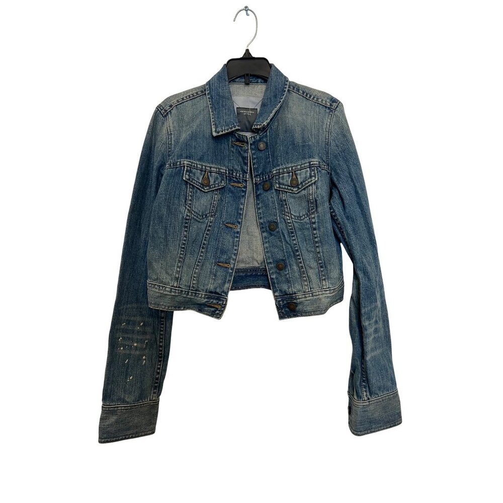 Abercrombie & Fitch Womens Medium Cropped Blue Denim Jacket